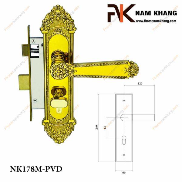 Khóa cửa gỗ thông phòng NK178M-PVD (Màu Vàng)