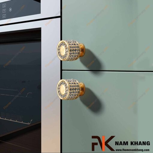 Núm cửa tủ kết hợp đá pha lê NK440V-24K (Màu Vàng)