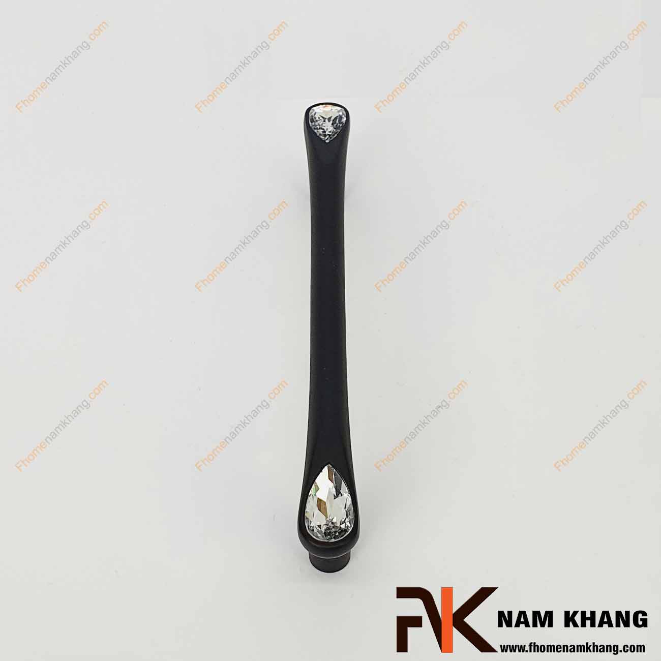 Tay nắm tủ kết hợp đá pha lê NK439-DND (Màu Đen)