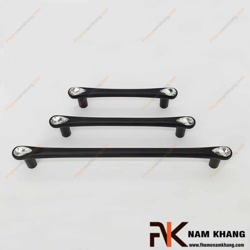 Tay nắm tủ kết hợp đá pha lê NK439-DND (Màu Đen)
