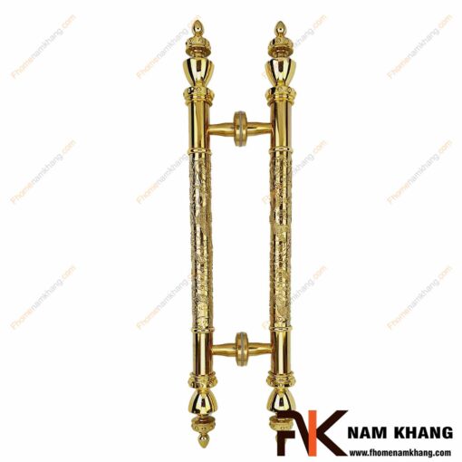 Tay nắm cửa chính màu vàng gold họa tiết rồng vàng nổi NKC006-RVN