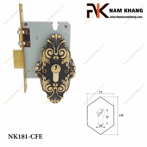 Khóa âm lắp với tay nắm cửa NK181-CFE (Màu Đồng V