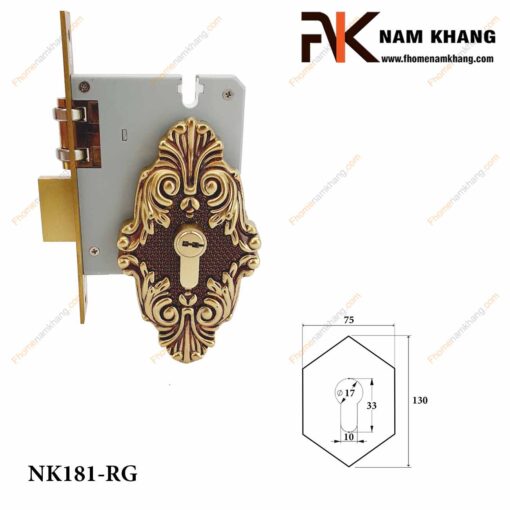 Khóa âm lắp với tay nắm cửa NK181-RG (Màu Đồng Và