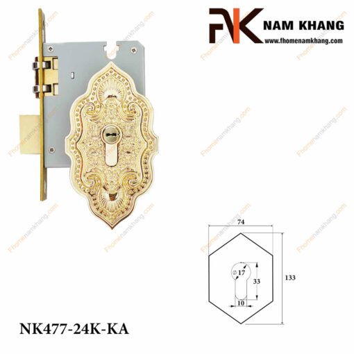 Khóa âm lắp với tay nắm cửa NK477-24K-KA (Màu Đồng