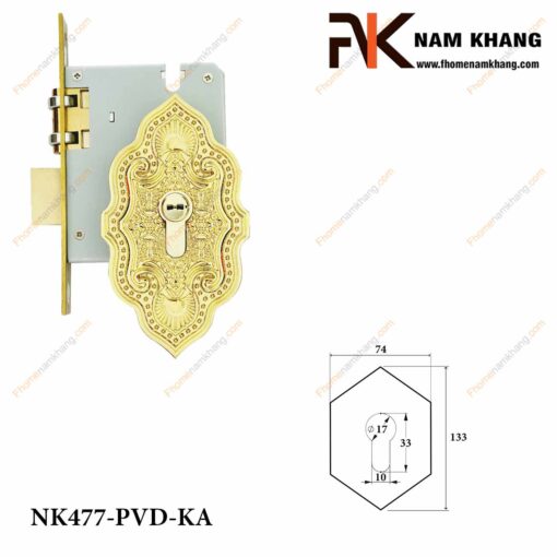 Khóa âm lắp với tay nắm cửa NK477-PVD-KA (Màu Đồng
