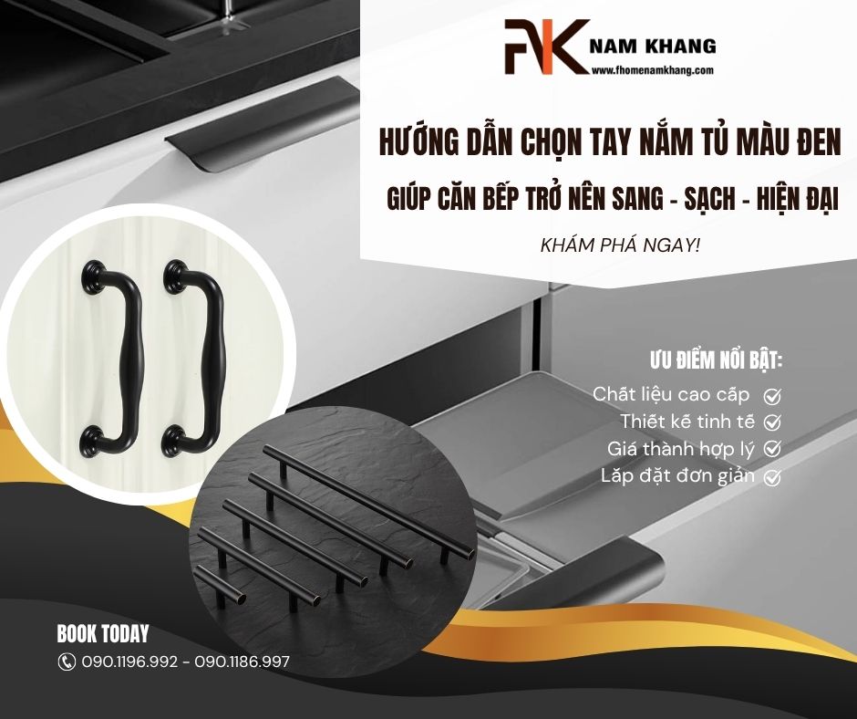 Hướng dẫn chọn tay nắm tủ màu đen giúp căn bếp trở nên sang – sạch – hiện đại