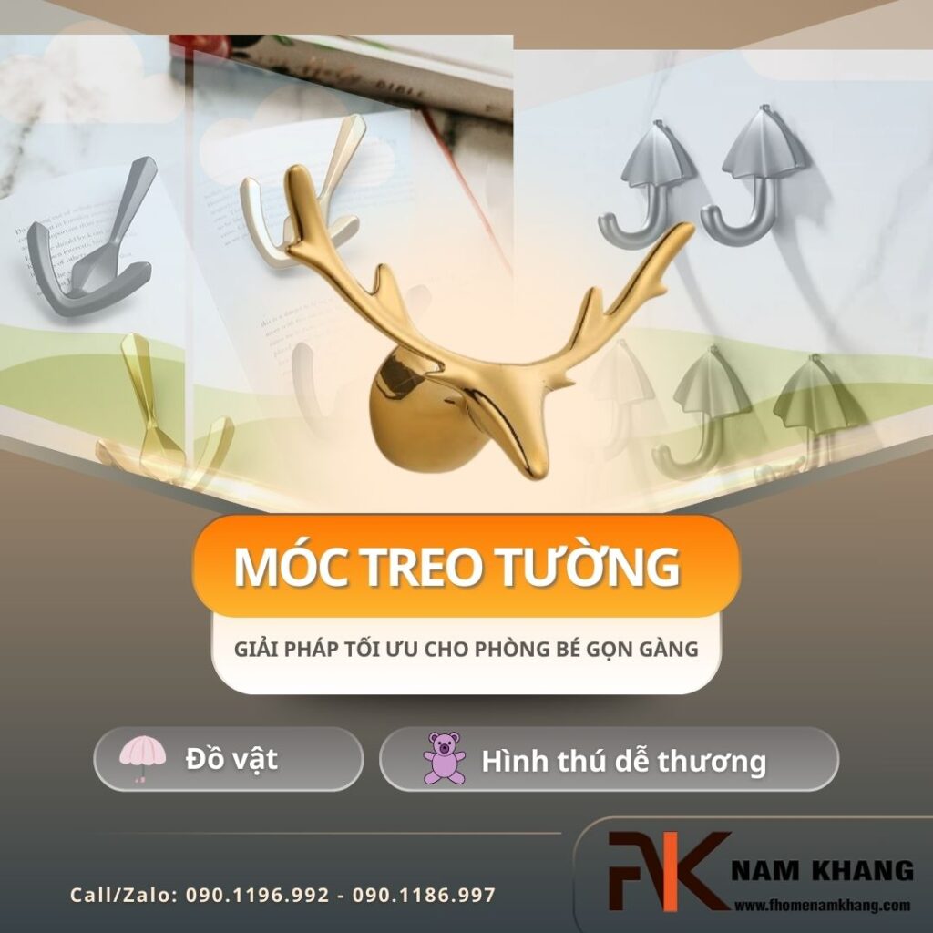 Móc treo tường hình thú & đồ vật dễ thương – Giải pháp tối ưu cho phòng bé gọn gàng