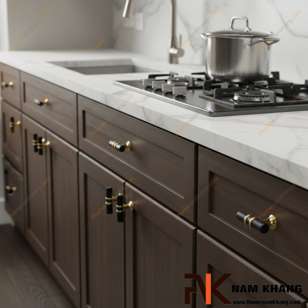 Vị trí lắp tay nắm tủ đôi cho tủ bếp đẹp nhất