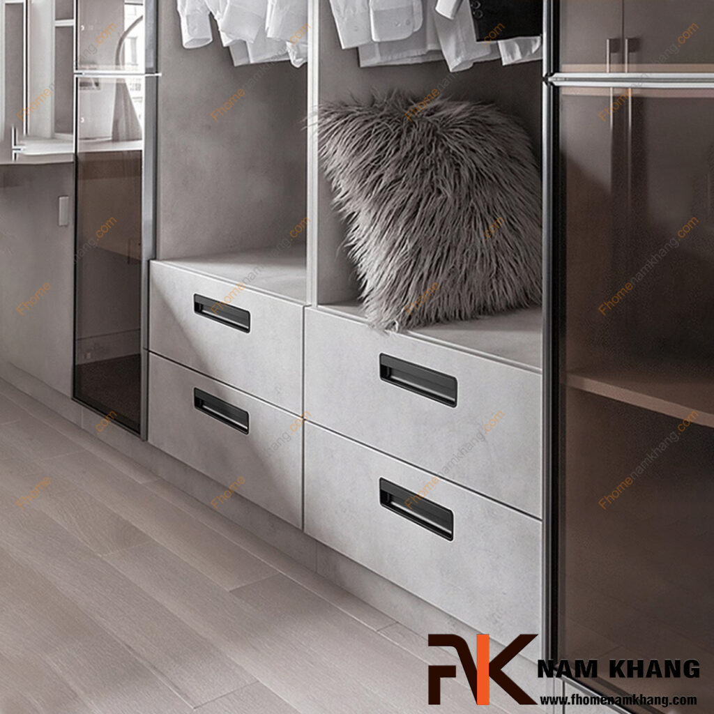 Tay nắm tủ dạng thanh màu đen: 7 kiểu tủ phù hợp